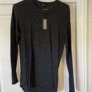 Monrow Long Sleeve Shredded Shirt